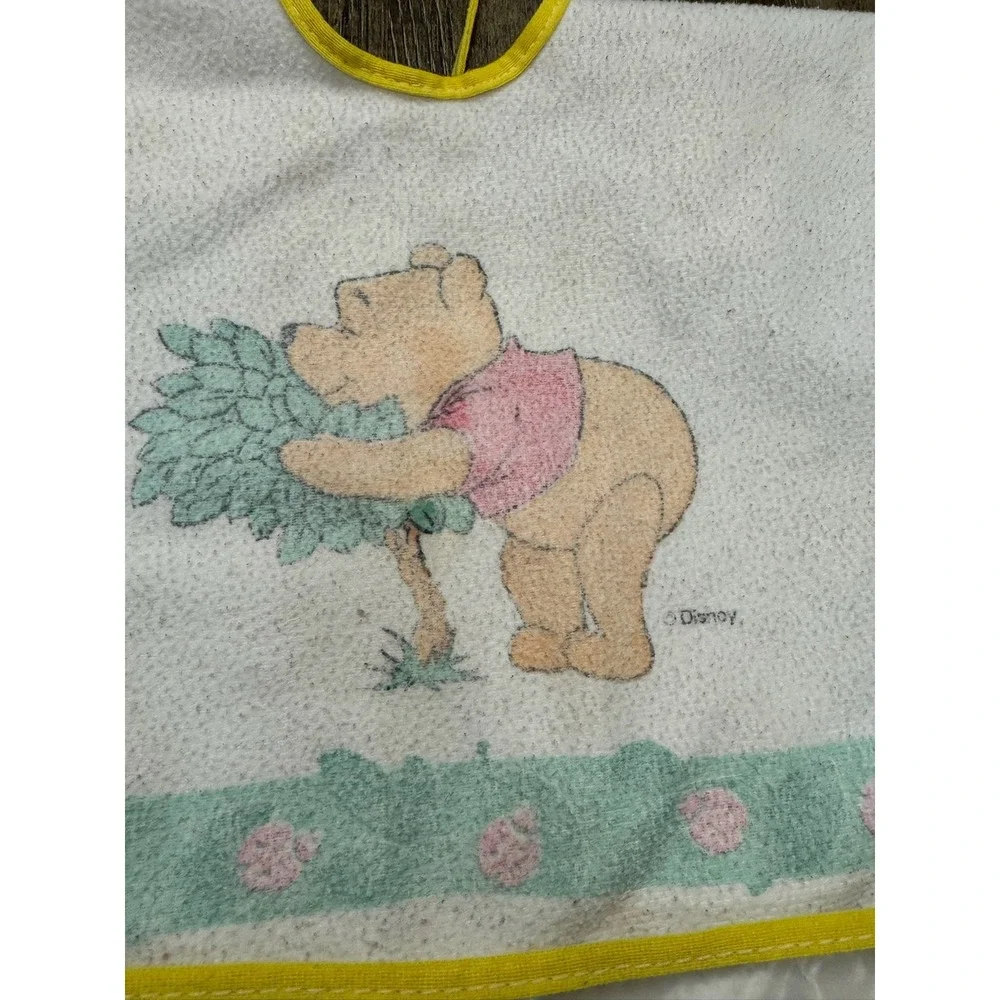 Vintage Winnie The Pooh Coverall Bib Crumb Catcher First Years Disney Ladybugs